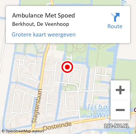 Locatie op kaart van de 112 melding: Ambulance Met Spoed Naar Berkhout, De Veenhoop op 3 april 2016 04:00