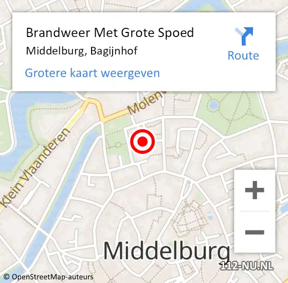 Locatie op kaart van de 112 melding: Brandweer Met Grote Spoed Naar Middelburg, Bagijnhof op 3 april 2016 04:57