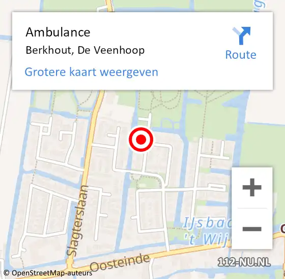 Locatie op kaart van de 112 melding: Ambulance Berkhout, De Veenhoop op 3 april 2016 05:45