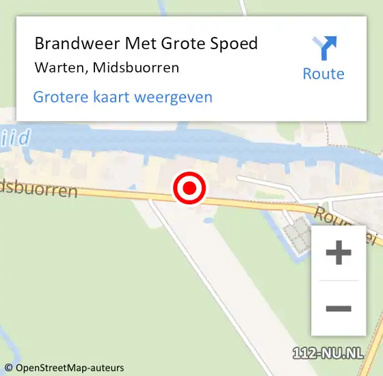 Locatie op kaart van de 112 melding: Brandweer Met Grote Spoed Naar Warten, Midsbuorren op 10 december 2013 19:23