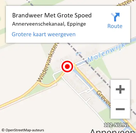 Locatie op kaart van de 112 melding: Brandweer Met Grote Spoed Naar Annerveenschekanaal, Eppinge op 3 april 2016 07:50