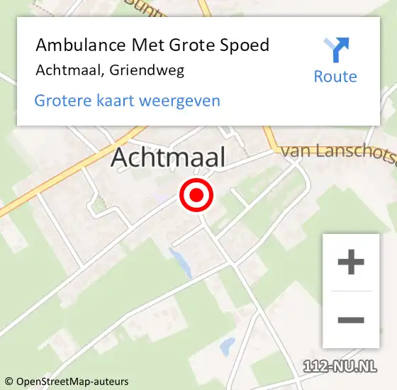 Locatie op kaart van de 112 melding: Ambulance Met Grote Spoed Naar Achtmaal, Griendweg op 3 april 2016 09:00