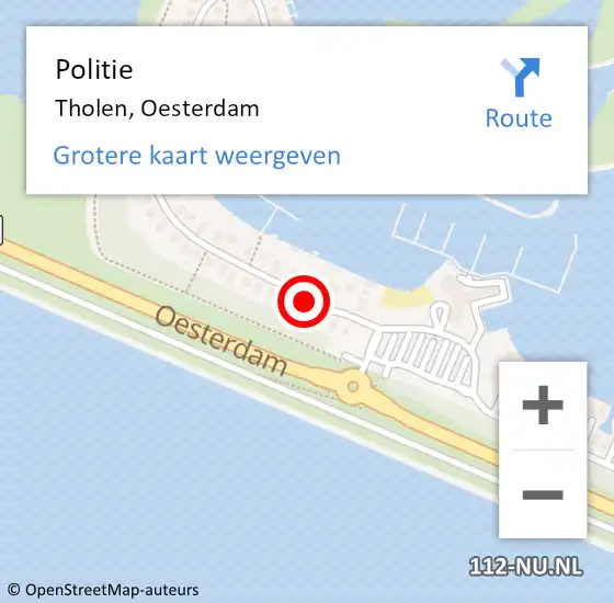 Locatie op kaart van de 112 melding: Politie Tholen, Oesterdam op 3 april 2016 09:48