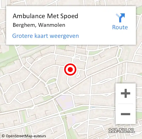 Locatie op kaart van de 112 melding: Ambulance Met Spoed Naar Berghem, Wanmolen op 3 april 2016 10:01