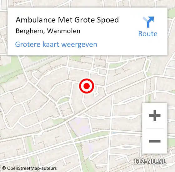 Locatie op kaart van de 112 melding: Ambulance Met Grote Spoed Naar Berghem, Wanmolen op 3 april 2016 10:03