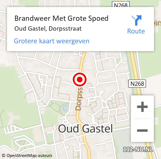 Locatie op kaart van de 112 melding: Brandweer Met Grote Spoed Naar Oud Gastel, Dorpsstraat op 3 april 2016 10:11