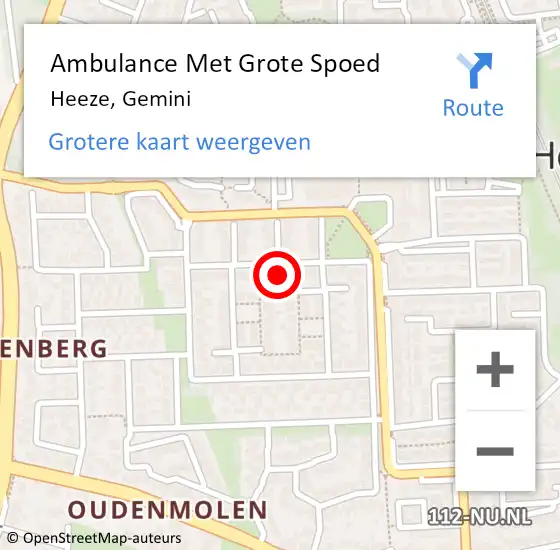 Locatie op kaart van de 112 melding: Ambulance Met Grote Spoed Naar Heeze, Gemini op 3 april 2016 10:50