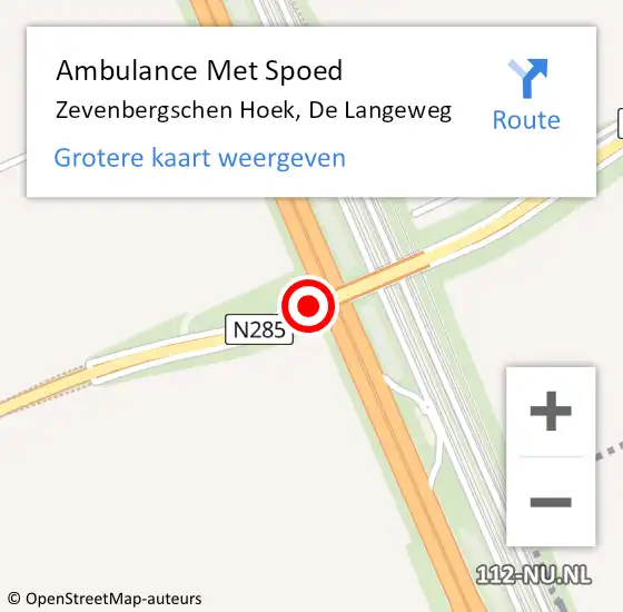 Locatie op kaart van de 112 melding: Ambulance Met Spoed Naar Zevenbergschen Hoek, De Langeweg op 3 april 2016 11:17