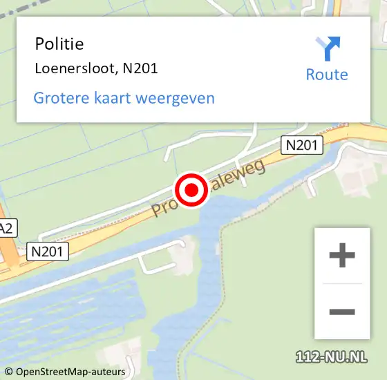 Locatie op kaart van de 112 melding: Politie Loenersloot, N201 op 3 april 2016 11:39