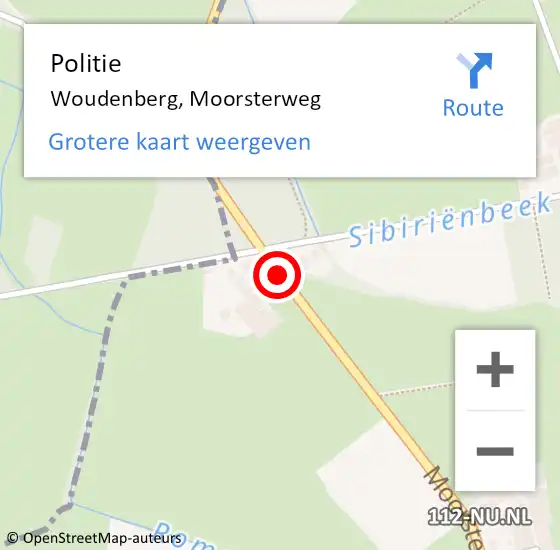 Locatie op kaart van de 112 melding: Politie Woudenberg, Moorsterweg op 3 april 2016 11:56