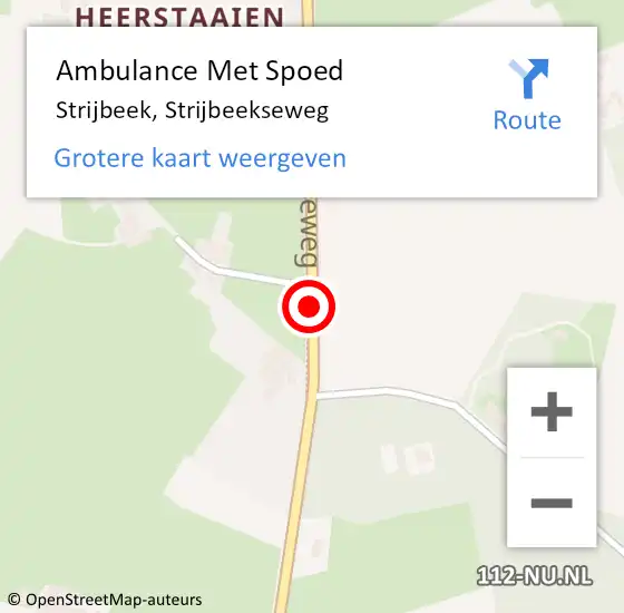 Locatie op kaart van de 112 melding: Ambulance Met Spoed Naar Strijbeek, Strijbeekseweg op 3 april 2016 12:29