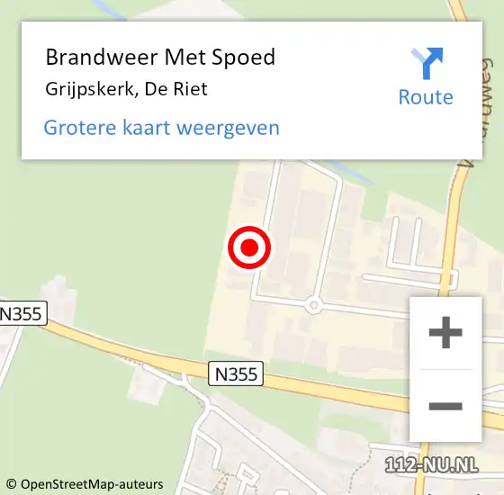 Locatie op kaart van de 112 melding: Brandweer Met Spoed Naar Grijpskerk, De Riet op 10 december 2013 19:55