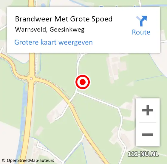 Locatie op kaart van de 112 melding: Brandweer Met Grote Spoed Naar Warnsveld, Geesinkweg op 3 april 2016 12:58