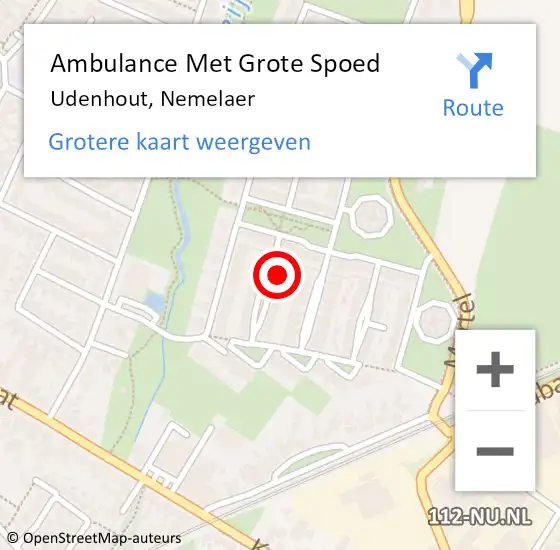 Locatie op kaart van de 112 melding: Ambulance Met Grote Spoed Naar Udenhout, Nemelaer op 3 april 2016 13:14