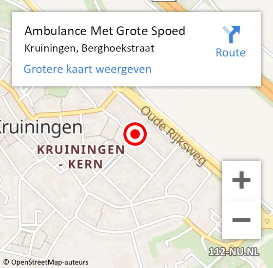 Locatie op kaart van de 112 melding: Ambulance Met Grote Spoed Naar Kruiningen, Berghoekstraat op 3 april 2016 14:48