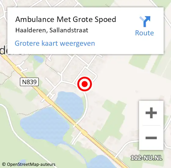 Locatie op kaart van de 112 melding: Ambulance Met Grote Spoed Naar Haalderen, Sallandstraat op 3 april 2016 14:52