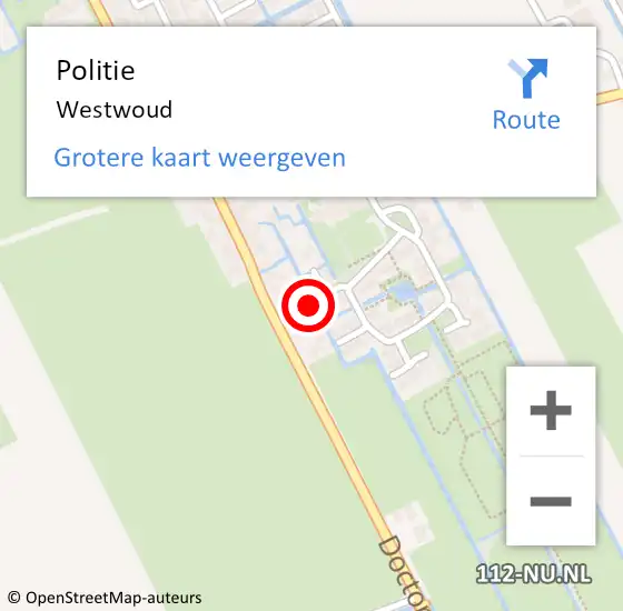 Locatie op kaart van de 112 melding: Politie Westwoud op 3 april 2016 15:06