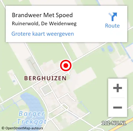 Locatie op kaart van de 112 melding: Brandweer Met Spoed Naar Ruinerwold, De Weidenweg op 3 april 2016 15:17