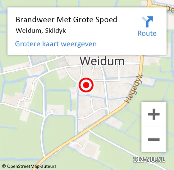 Locatie op kaart van de 112 melding: Brandweer Met Grote Spoed Naar Weidum, Skildyk op 3 april 2016 15:36