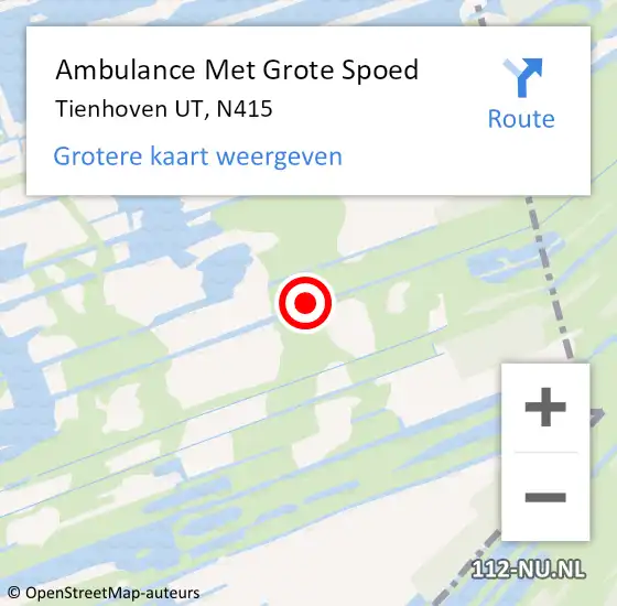 Locatie op kaart van de 112 melding: Ambulance Met Grote Spoed Naar Tienhoven UT, N415 op 3 april 2016 15:41