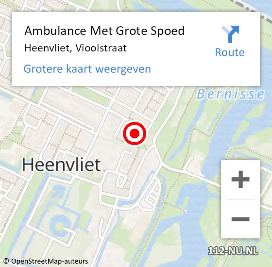 Locatie op kaart van de 112 melding: Ambulance Met Grote Spoed Naar Heenvliet, Vioolstraat op 3 april 2016 16:16