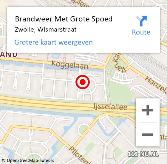 Locatie op kaart van de 112 melding: Brandweer Met Grote Spoed Naar Zwolle, Wismarstraat op 3 april 2016 17:54