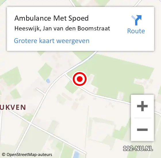 Locatie op kaart van de 112 melding: Ambulance Met Spoed Naar Heeswijk, Jan van den Boomstraat op 3 april 2016 18:12