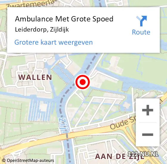 Locatie op kaart van de 112 melding: Ambulance Met Grote Spoed Naar Leiderdorp, Zijldijk op 3 april 2016 18:56