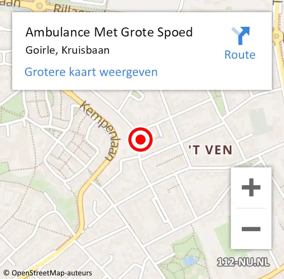 Locatie op kaart van de 112 melding: Ambulance Met Grote Spoed Naar Goirle, Kruisbaan op 3 april 2016 19:24