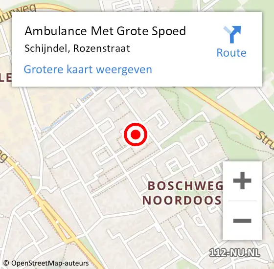 Locatie op kaart van de 112 melding: Ambulance Met Grote Spoed Naar Schijndel, Rozenstraat op 3 april 2016 19:45