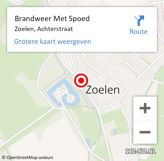 Locatie op kaart van de 112 melding: Brandweer Met Spoed Naar Zoelen, Achterstraat op 3 april 2016 19:51