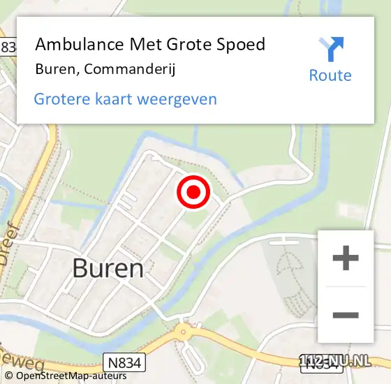 Locatie op kaart van de 112 melding: Ambulance Met Grote Spoed Naar Buren, Commanderij op 3 april 2016 20:09