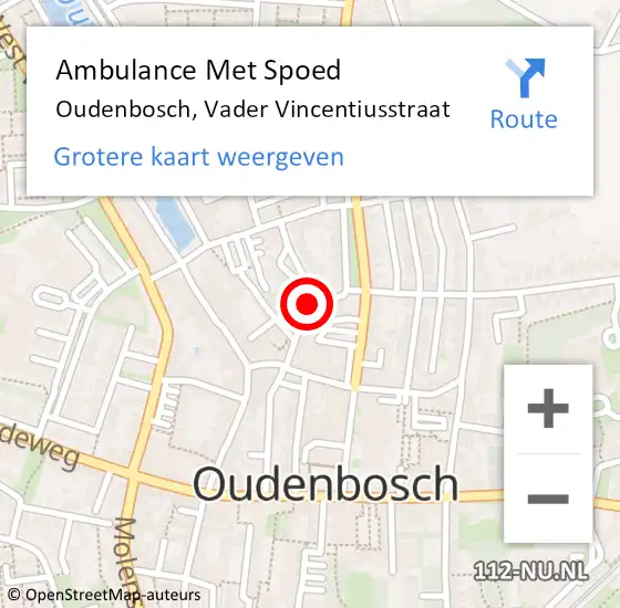 Locatie op kaart van de 112 melding: Ambulance Met Spoed Naar Oudenbosch, Vader Vincentiusstraat op 3 april 2016 21:43