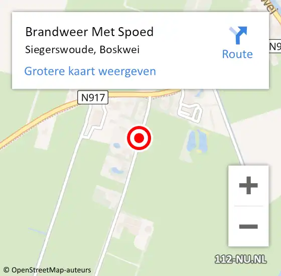 Locatie op kaart van de 112 melding: Brandweer Met Spoed Naar Siegerswoude, Boskwei op 3 april 2016 22:30