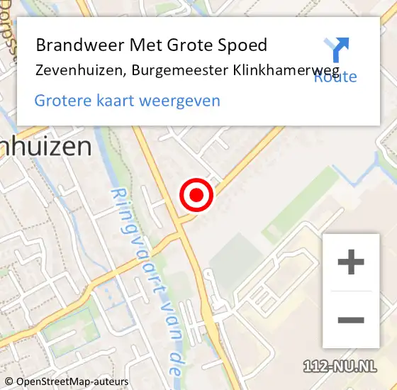 Locatie op kaart van de 112 melding: Brandweer Met Grote Spoed Naar Zevenhuizen, Burgemeester Klinkhamerweg op 3 april 2016 22:38