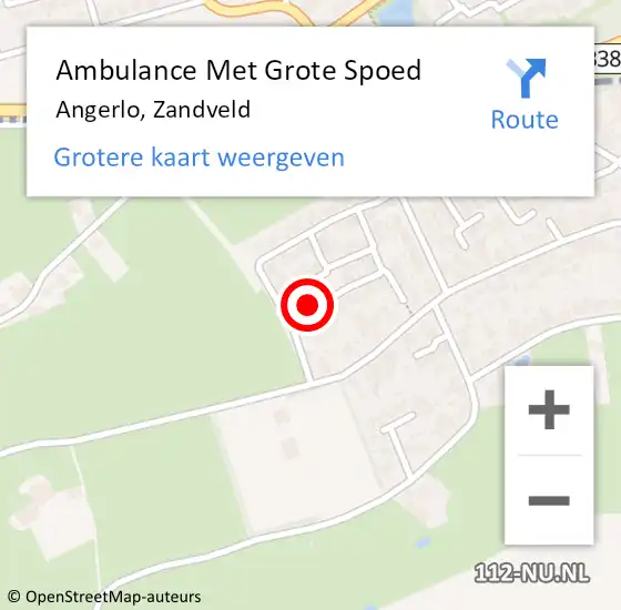 Locatie op kaart van de 112 melding: Ambulance Met Grote Spoed Naar Angerlo, Zandveld op 3 april 2016 22:41