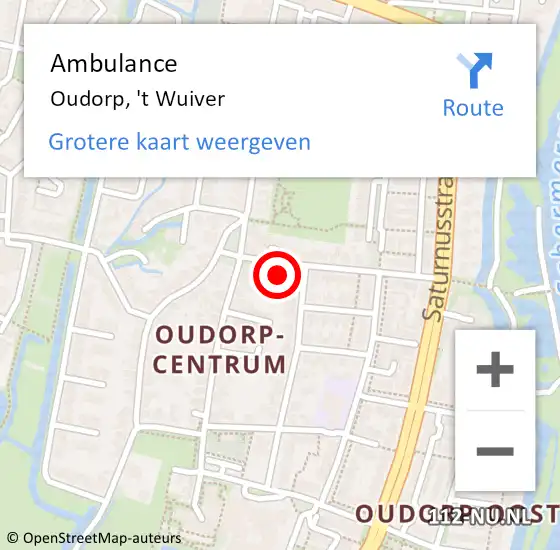 Locatie op kaart van de 112 melding: Ambulance Oudorp, 't Wuiver op 3 april 2016 23:01