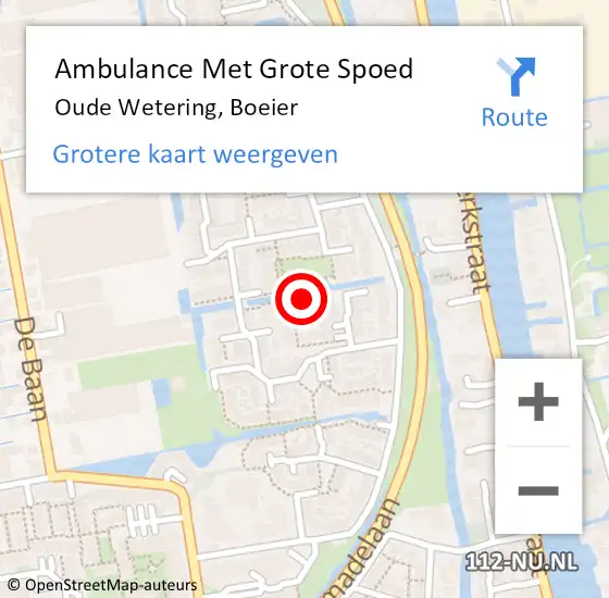 Locatie op kaart van de 112 melding: Ambulance Met Grote Spoed Naar Oude Wetering, Boeier op 3 april 2016 23:26