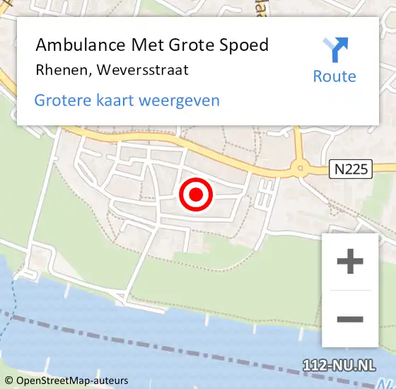 Locatie op kaart van de 112 melding: Ambulance Met Grote Spoed Naar Rhenen, Weversstraat op 3 april 2016 23:45