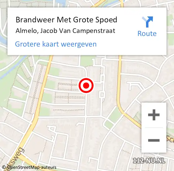 Locatie op kaart van de 112 melding: Brandweer Met Grote Spoed Naar Almelo, Jacob Van Campenstraat op 3 april 2016 23:52