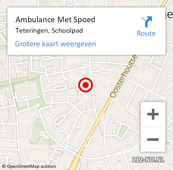 Locatie op kaart van de 112 melding: Ambulance Met Spoed Naar Teteringen, Schoolpad op 10 december 2013 21:22