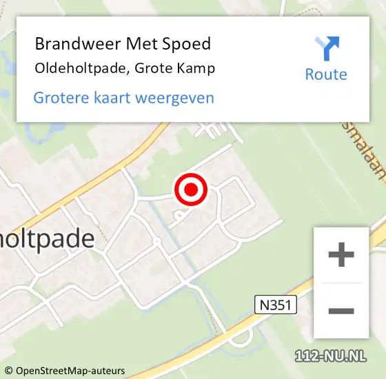 Locatie op kaart van de 112 melding: Brandweer Met Spoed Naar Oldeholtpade, Grote Kamp op 4 april 2016 01:01