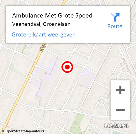 Locatie op kaart van de 112 melding: Ambulance Met Grote Spoed Naar Veenendaal, Groenelaan op 4 april 2016 01:08