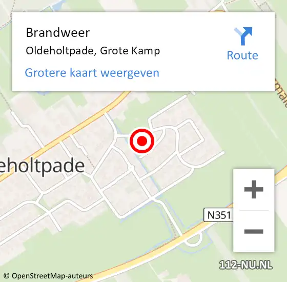 Locatie op kaart van de 112 melding: Brandweer Oldeholtpade, Grote Kamp op 4 april 2016 01:09