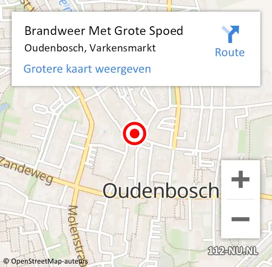 Locatie op kaart van de 112 melding: Brandweer Met Grote Spoed Naar Oudenbosch, Varkensmarkt op 4 april 2016 01:18