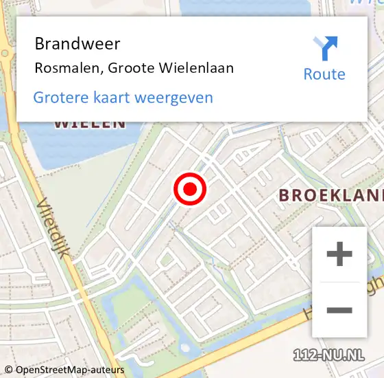 Locatie op kaart van de 112 melding: Brandweer Rosmalen, Groote Wielenlaan op 4 april 2016 01:57