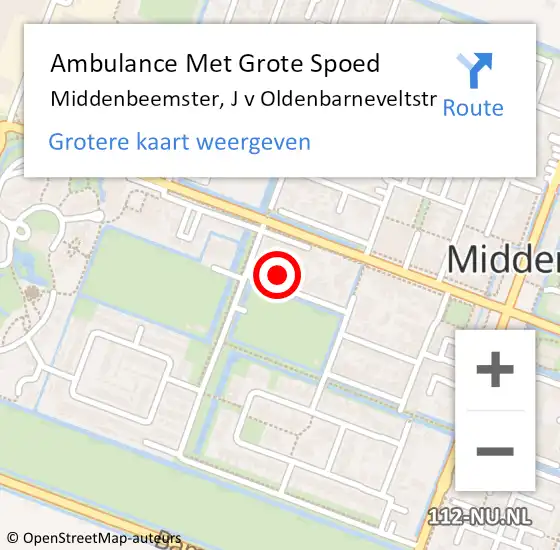 Locatie op kaart van de 112 melding: Ambulance Met Grote Spoed Naar Middenbeemster, J v Oldenbarneveltstr op 4 april 2016 03:25