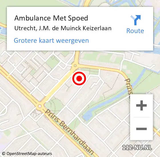 Locatie op kaart van de 112 melding: Ambulance Met Spoed Naar Utrecht, J.M. de Muinck Keizerlaan op 4 april 2016 07:52