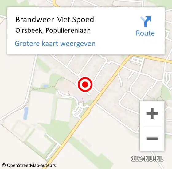 Locatie op kaart van de 112 melding: Brandweer Met Spoed Naar Oirsbeek, Populierenlaan op 4 april 2016 08:33