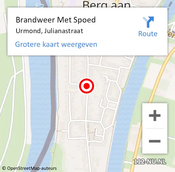 Locatie op kaart van de 112 melding: Brandweer Met Spoed Naar Urmond, Julianastraat op 4 april 2016 08:39